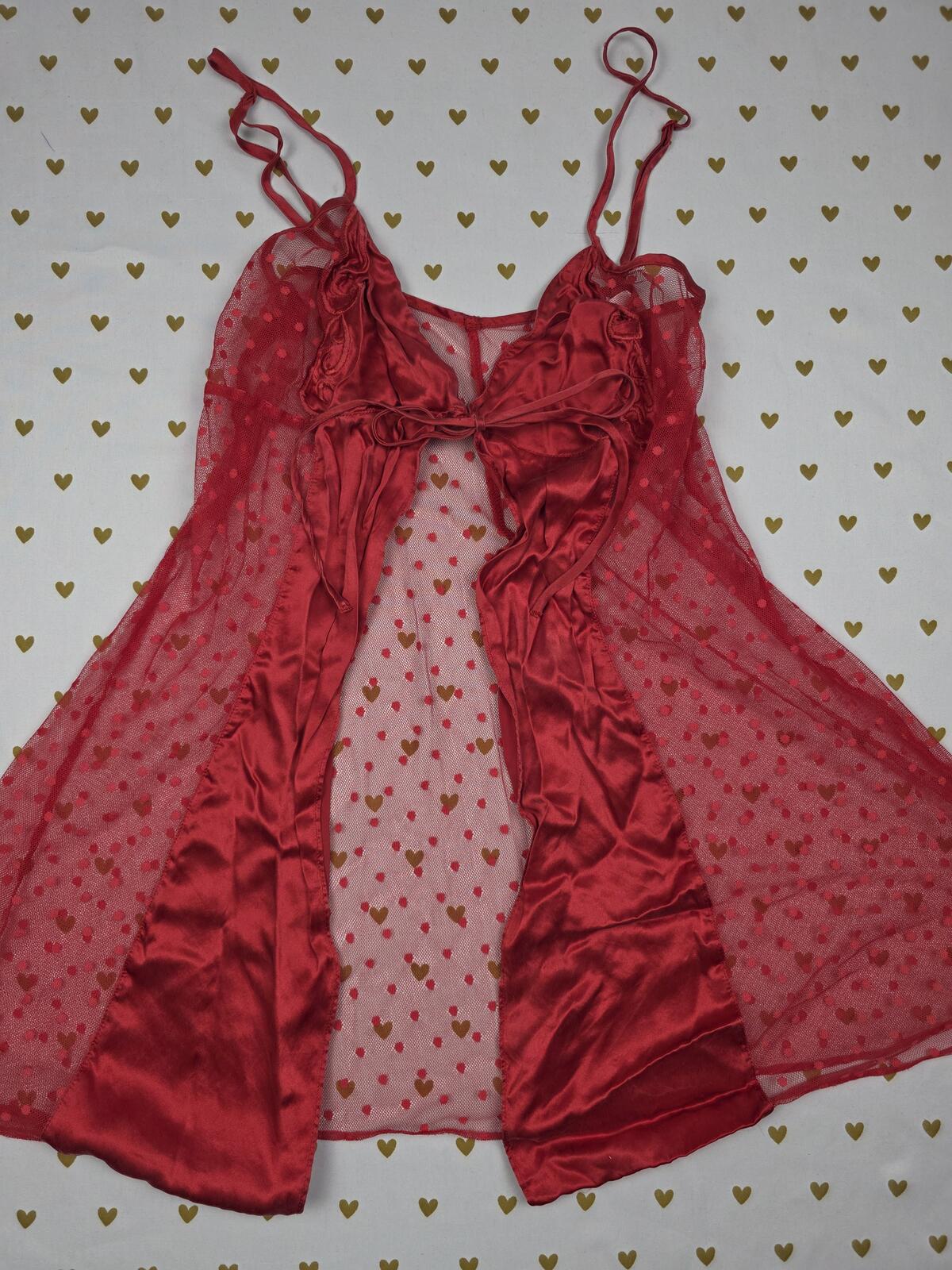 Victorias Secret Vintage Y2k SILK babydoll Polka Dot Small Tie Lingerie '00