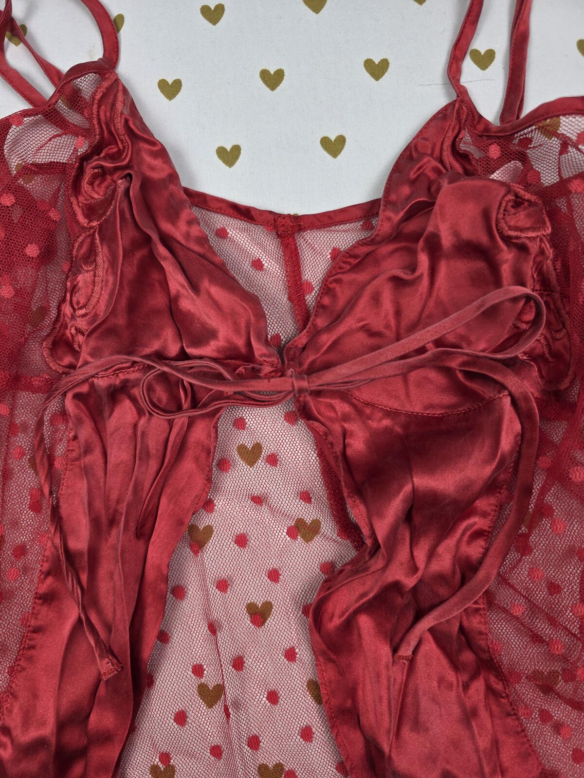 Victorias Secret Vintage Y2k SILK babydoll Polka Dot Small Tie Lingerie '00