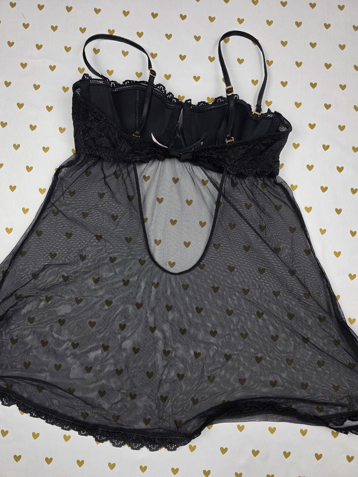 Sexy Little Things Push Up Black Sheer Babydoll Lingerie Nightie 34B