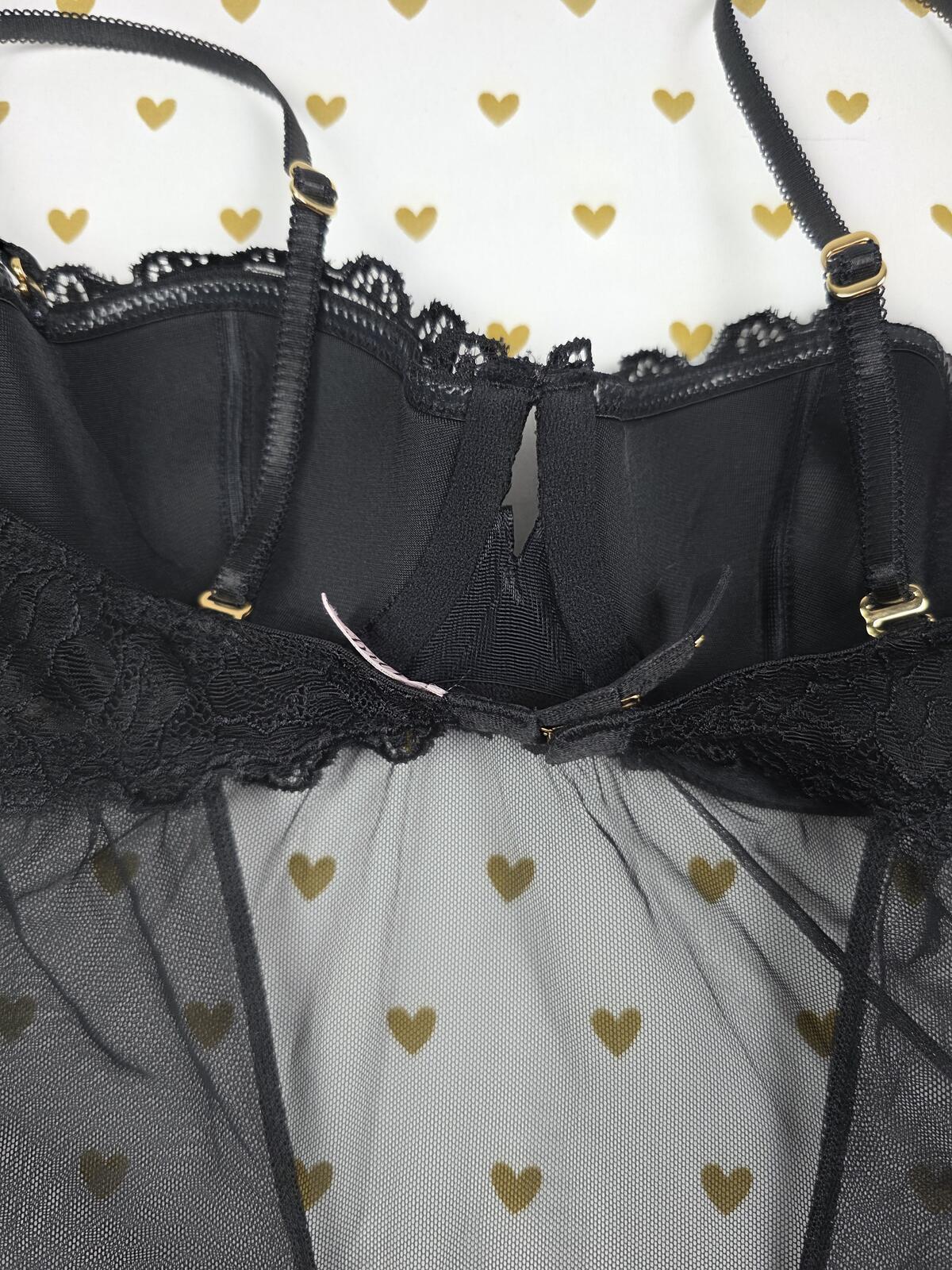Sexy Little Things Push Up Black Sheer Babydoll Lingerie Nightie 34B