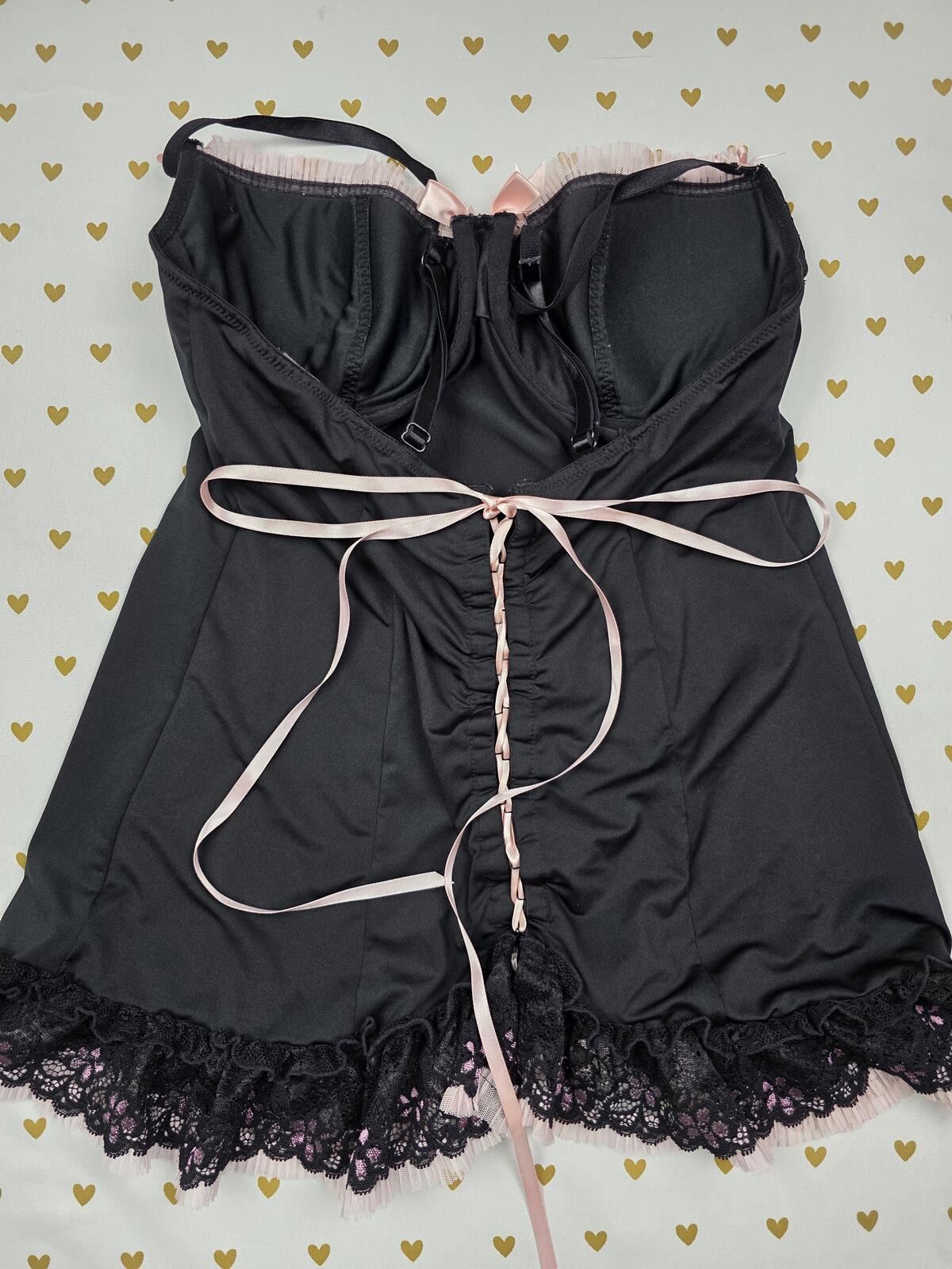 Sexy Little Things 36C Push Up Babydoll Coquette Lingerie Nightie Black