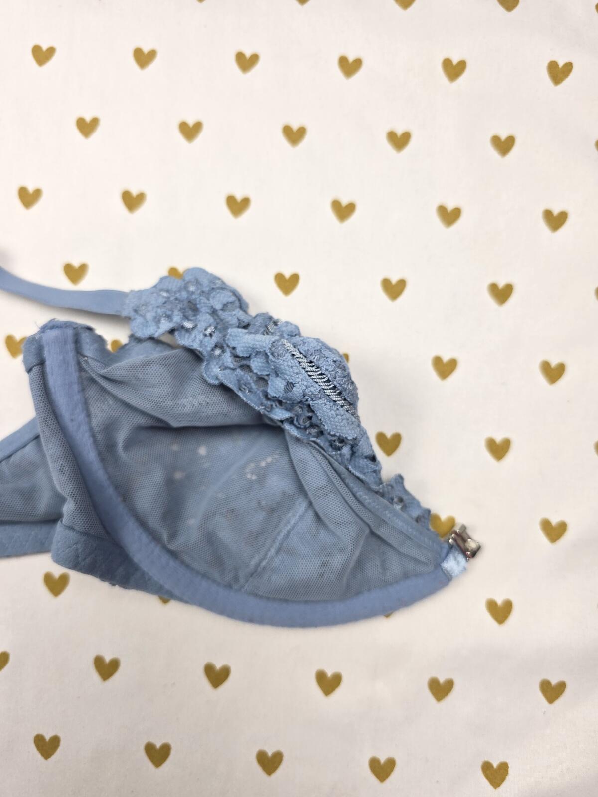 Victorias Secret Blue Lace Racerback Front Close Bra Unlined Plunge 38C