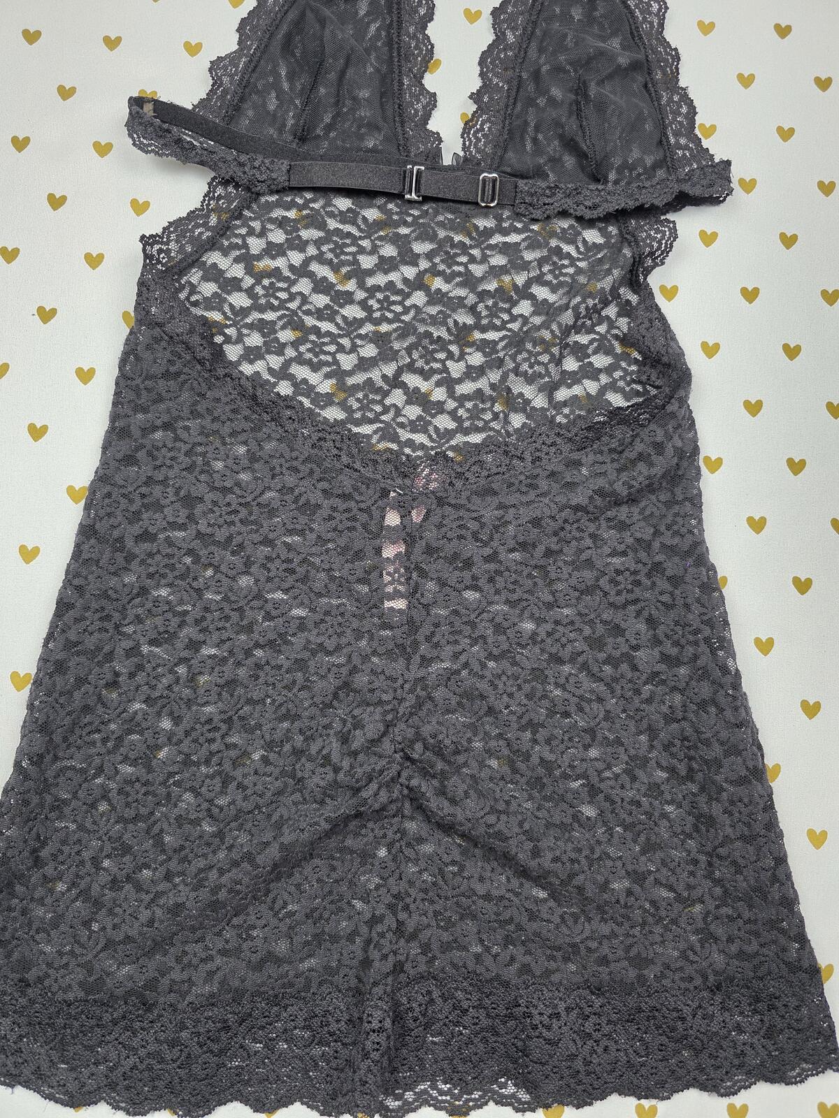 Victorias Secret Black Lace Stretchy Small Halter Dress Nightie Lingerie Slip