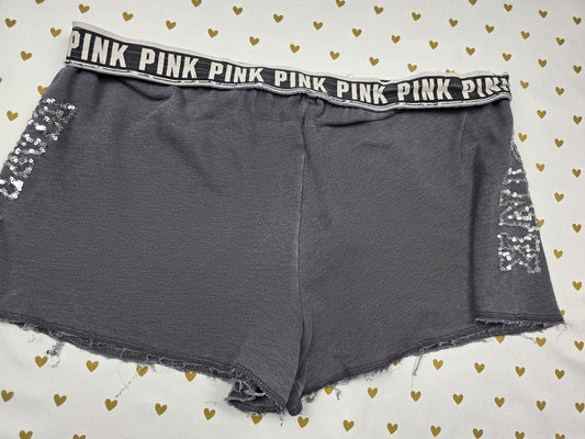 Victorias Secret PINK BLING Sequined Vintage Style sweat shorts LARGE