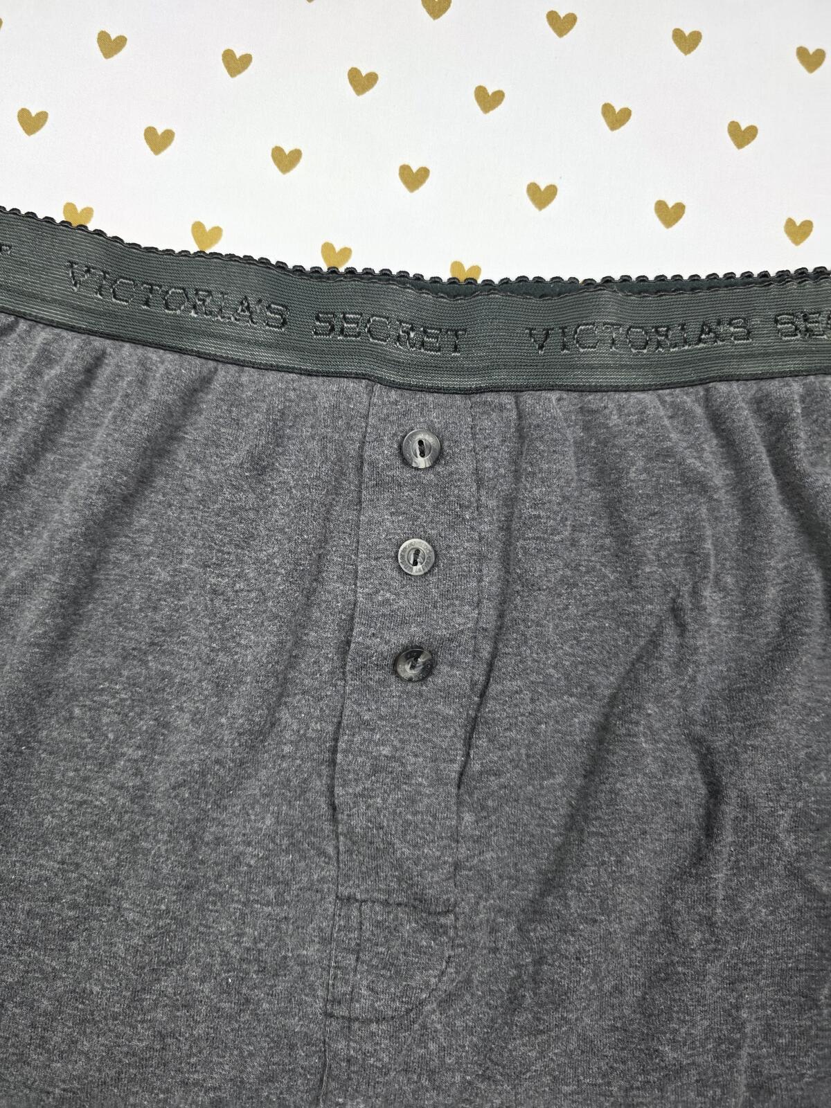 Victorias Secret VINTAGE Cotton Boxers Grey Sleep Shorts Pajama Bottoms Medium
