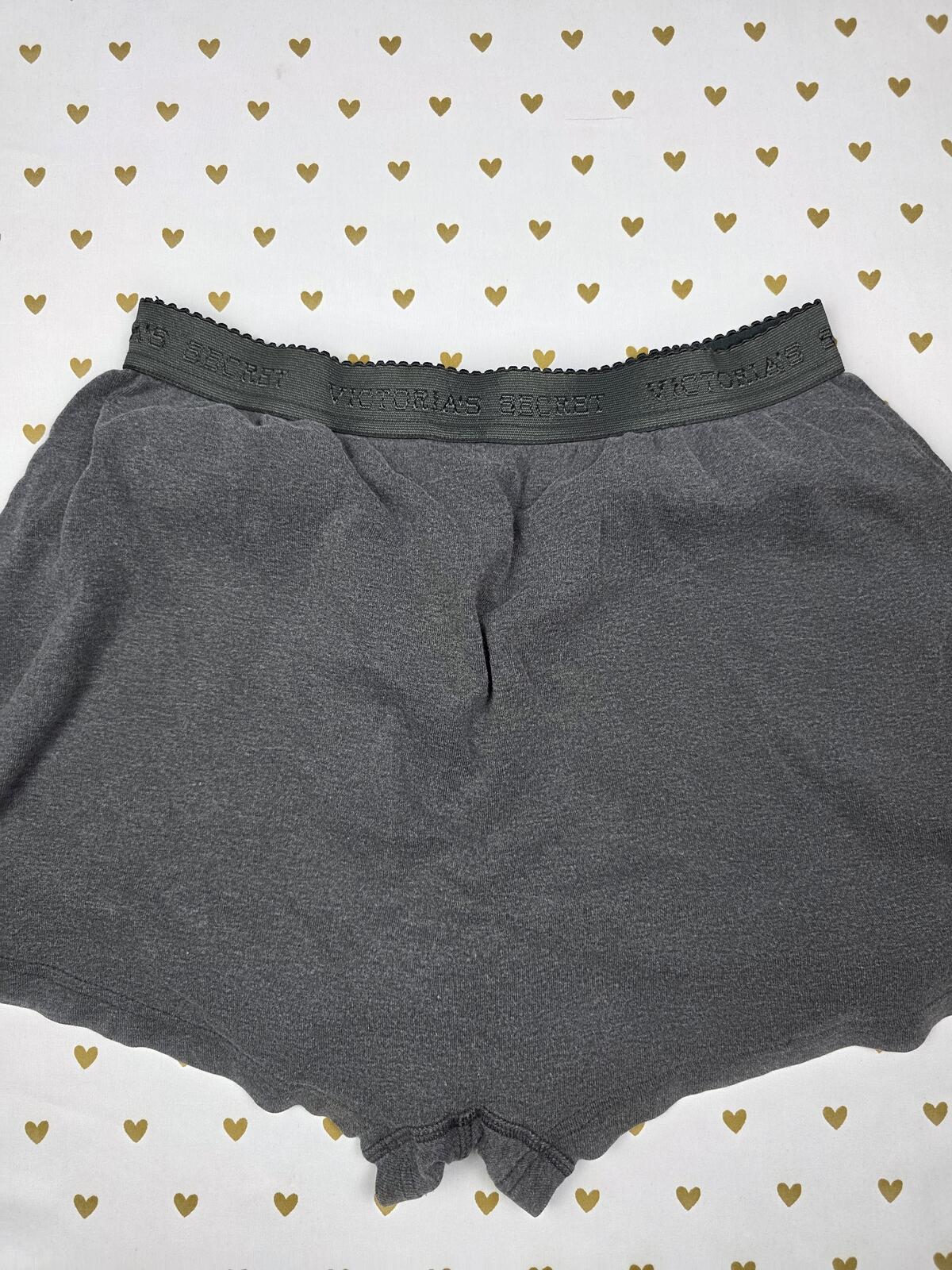 Victorias Secret VINTAGE Cotton Boxers Grey Sleep Shorts Pajama Bottoms Medium