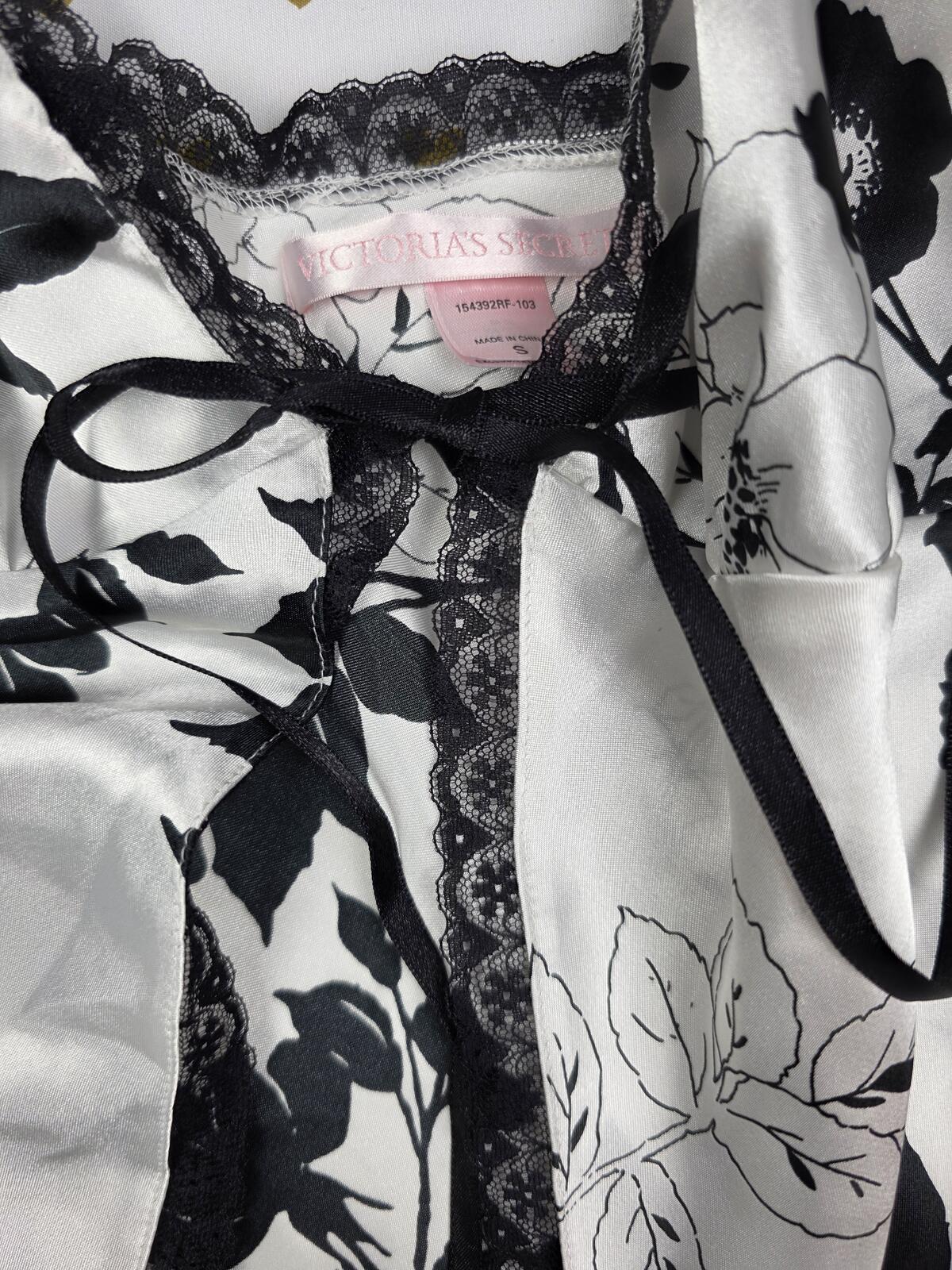 Victorias Secret Satin Floral Tie Front Babydoll Lingerie Nightie SMALL
