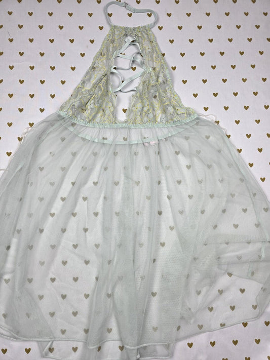 Victorias Secret Sheer Strappy Corset Babydoll Lingerie Nightie Flowy SMALL