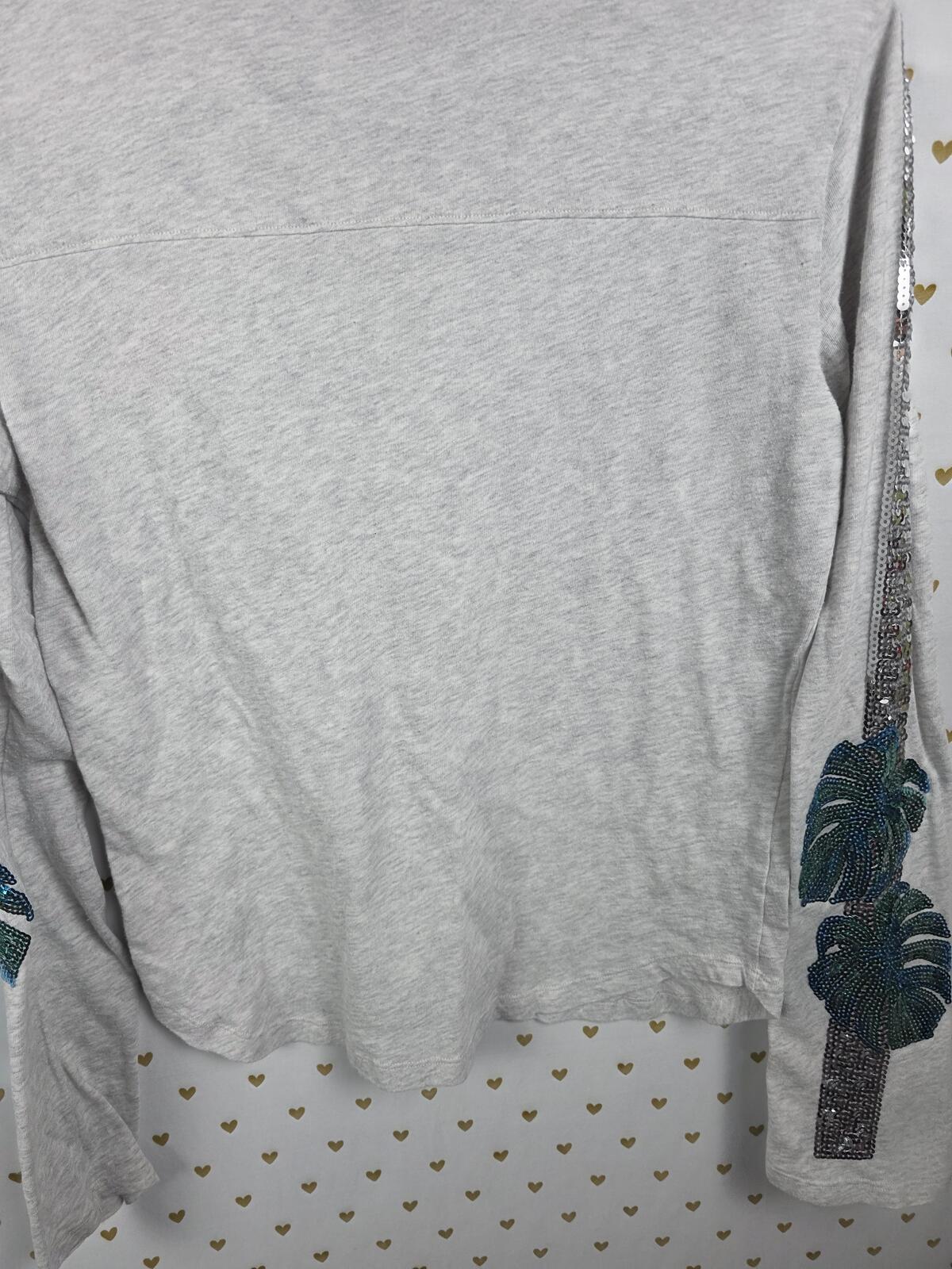 Victorias Secret PINK Rare Palm BLING Sequined Long Sleeve Tee shirt  XS