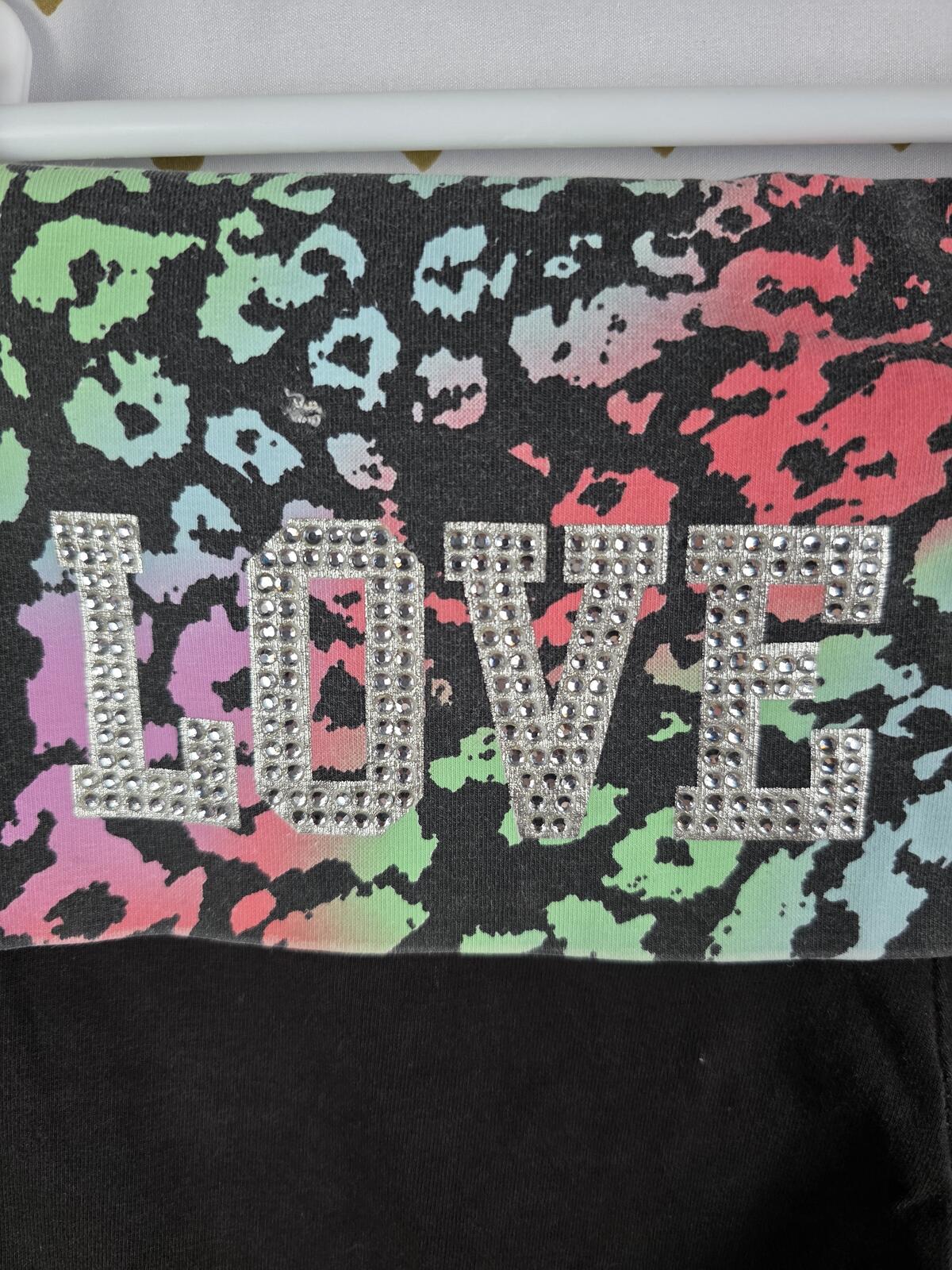 Victorias Secret PINK RAINBOW LEOPARD CHEETAH BLING FOLDOVER Yoga Pants SMALL