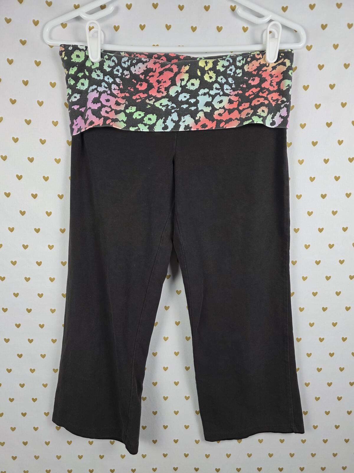 Victorias Secret PINK RAINBOW LEOPARD CHEETAH BLING FOLDOVER Yoga Pants SMALL