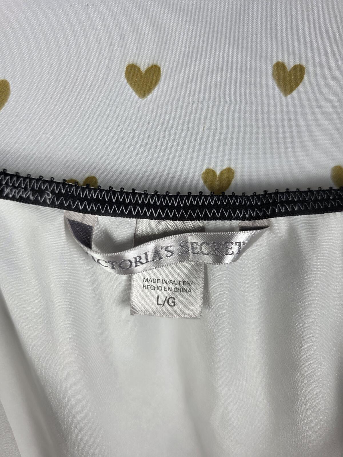 Victorias Secret White Satin Slip Dress black Lace Large Lingerie Nightie
