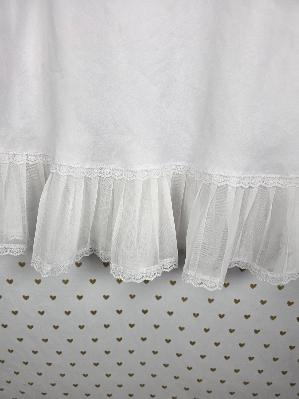 Victorias Secret White Ruffled Slip Dress Nightie Lingerie ANGELS VTG MEdium