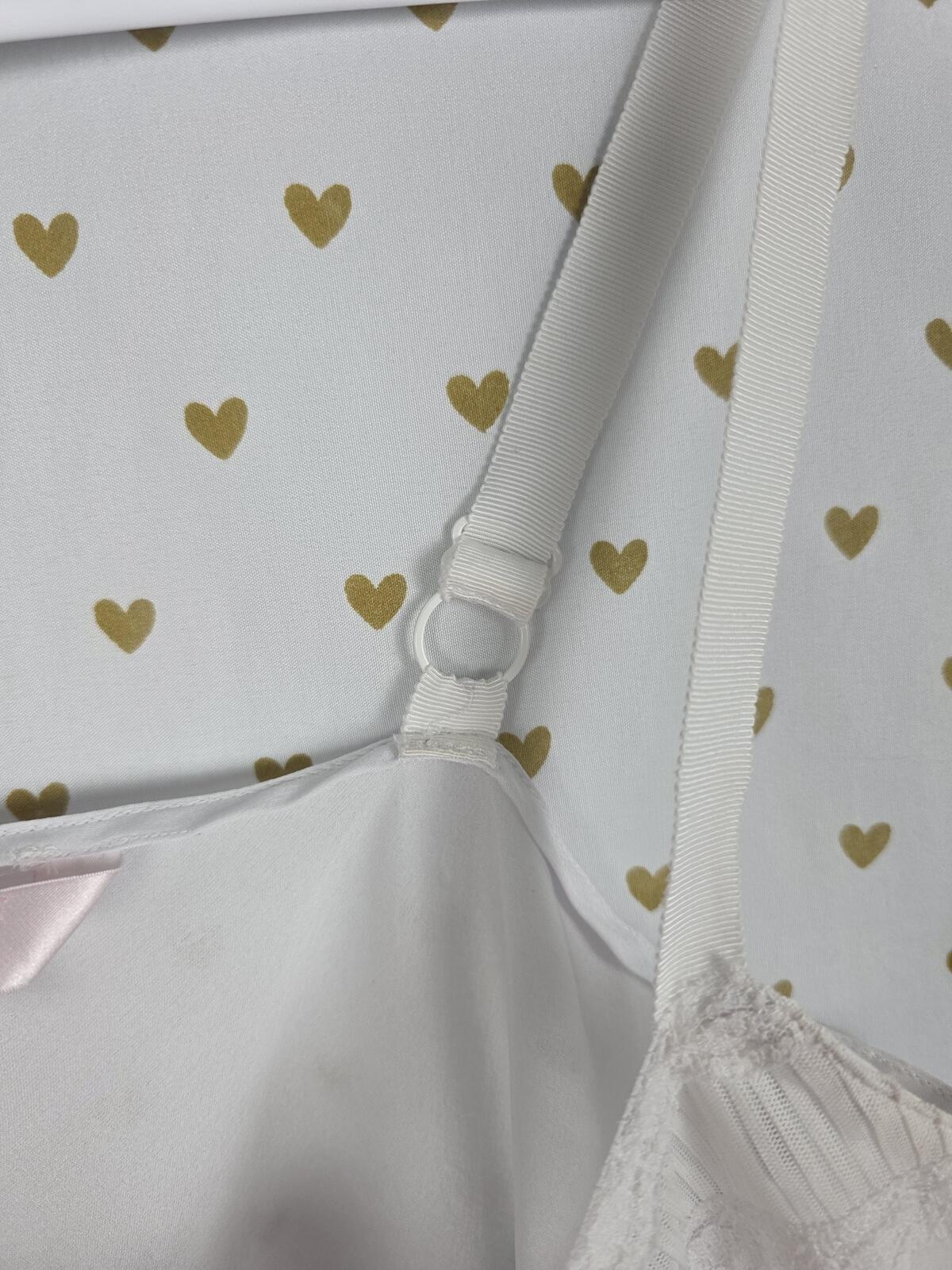 Victorias Secret White Ruffled Slip Dress Nightie Lingerie ANGELS VTG MEdium