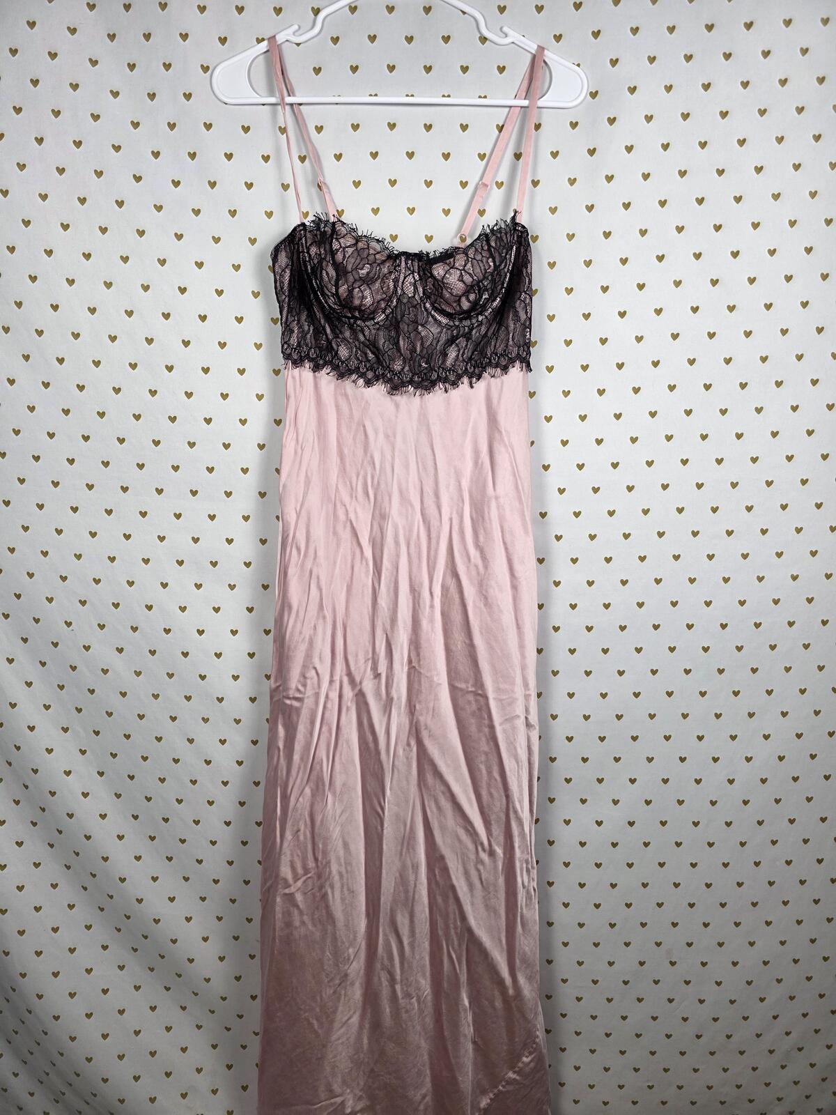Victorias Secret Pink SILK Underwire Maxi Rare Slip Dress Nightie Vintage 01 M