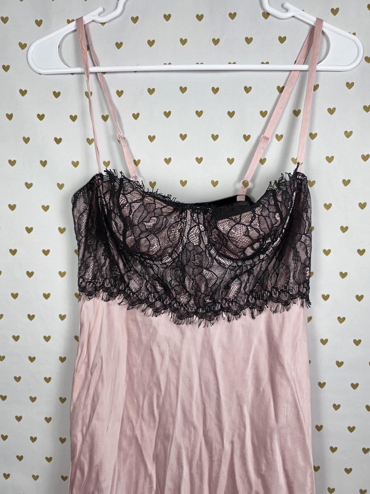 Victorias Secret Pink SILK Underwire Maxi Rare Slip Dress Nightie Vintage 01 M