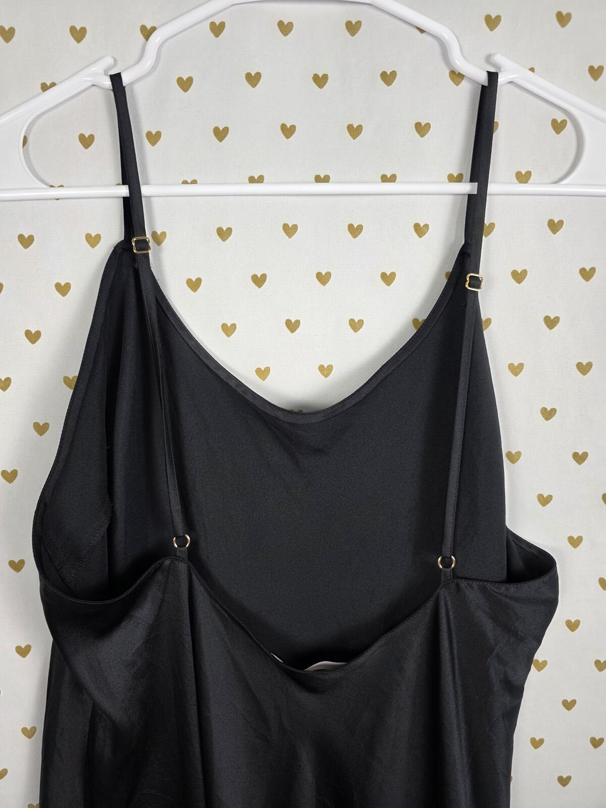Victorias Secret Large long Black Satin Maxi Nightie Dress Lingerie Silky