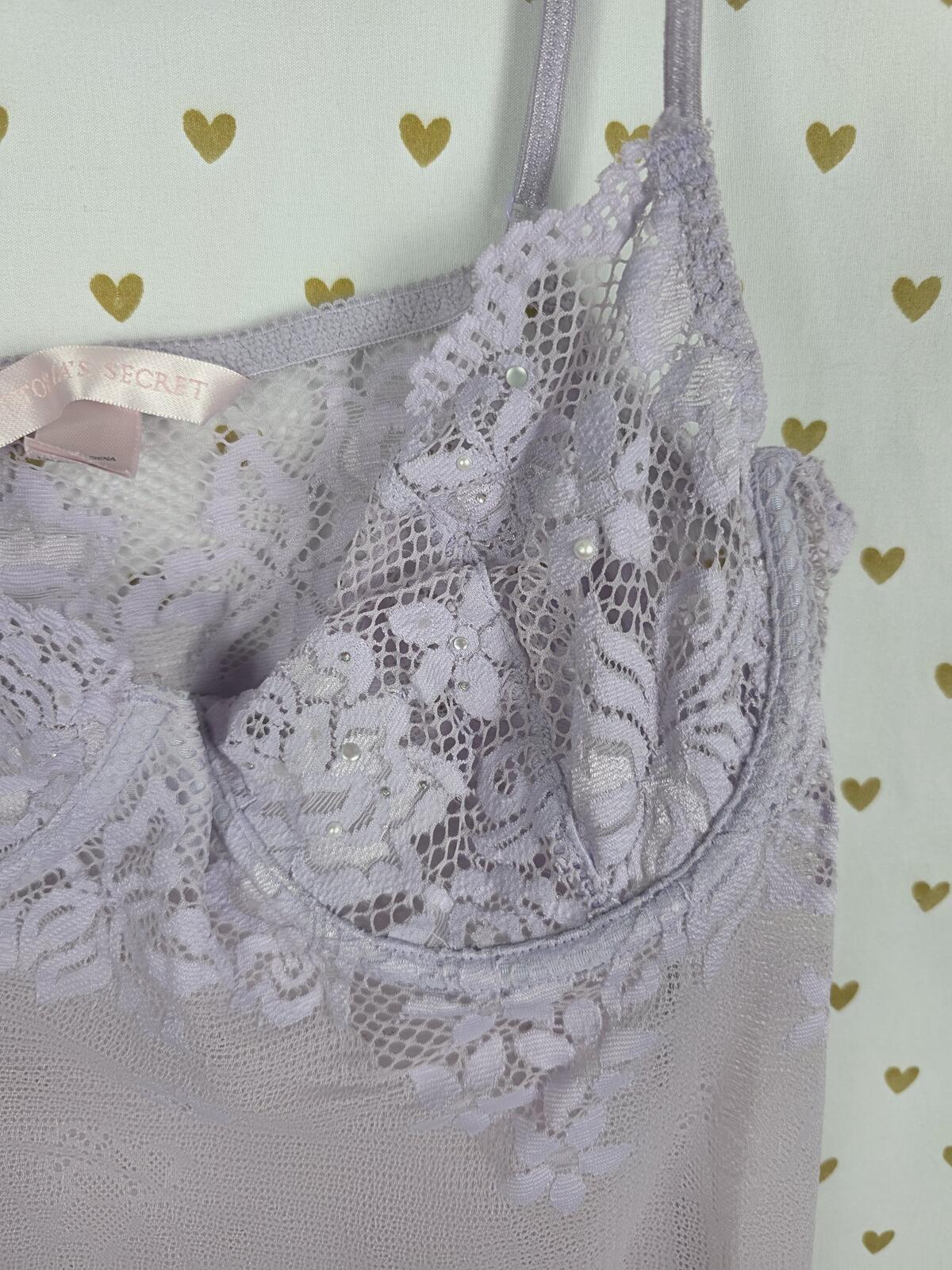 Victorias Secret Sexy Sheer Vintage Large Purple Bling Underwire Nightie