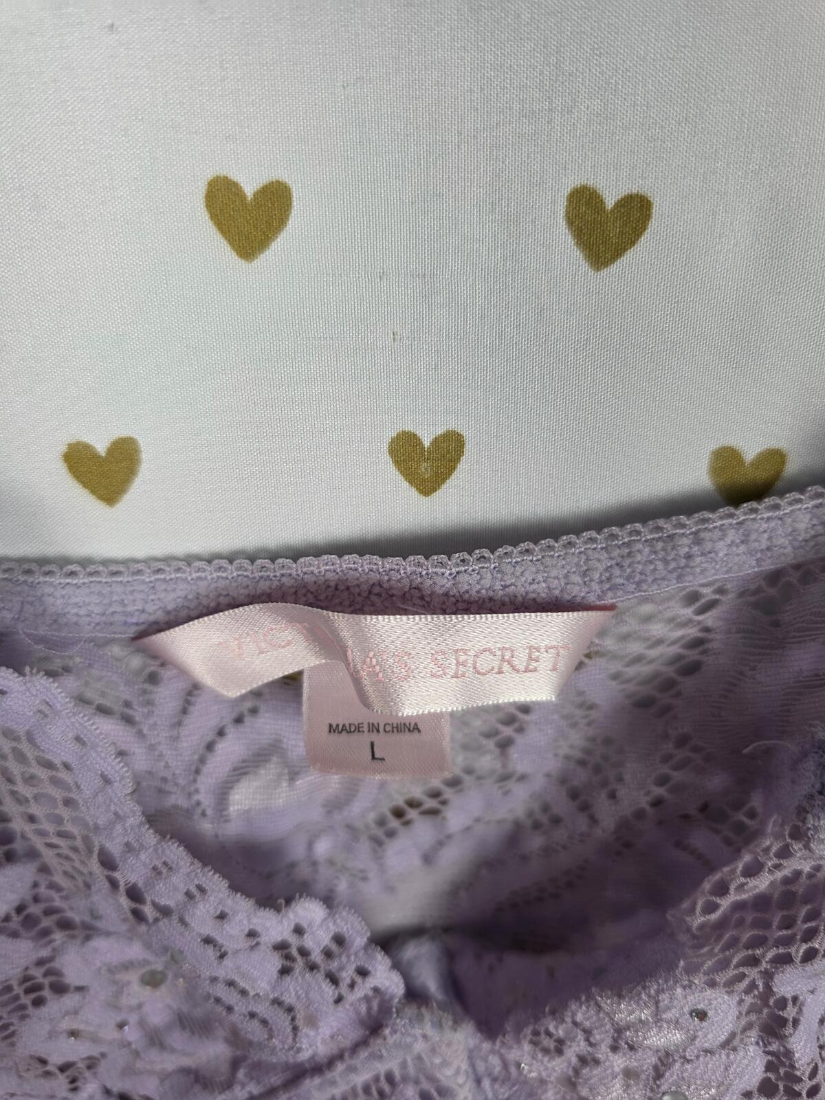 Victorias Secret Sexy Sheer Vintage Large Purple Bling Underwire Nightie