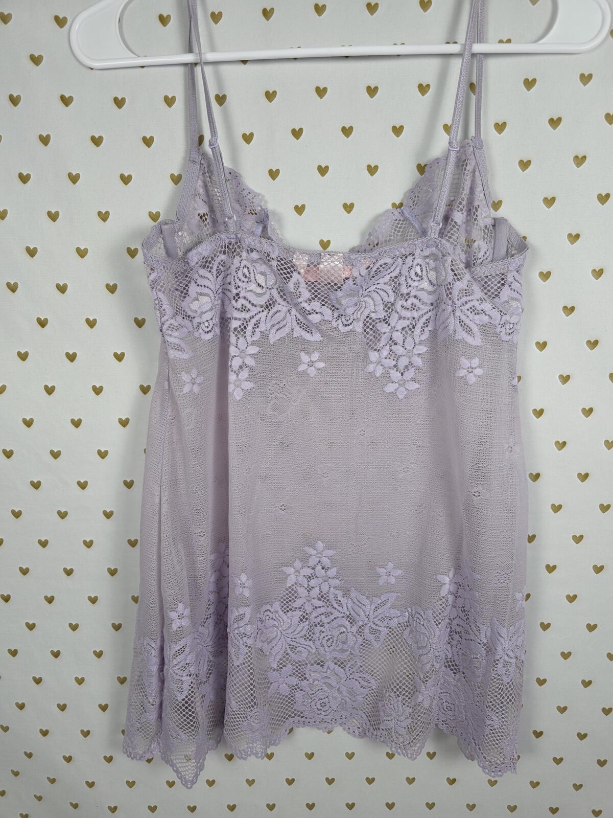 Victorias Secret Sexy Sheer Vintage Large Purple Bling Underwire Nightie