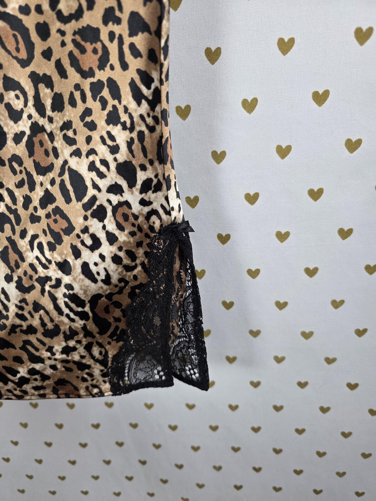 Victorias Secret Animal Print Cheetah Leopard Satin Slip Dress Nightie Lingerie