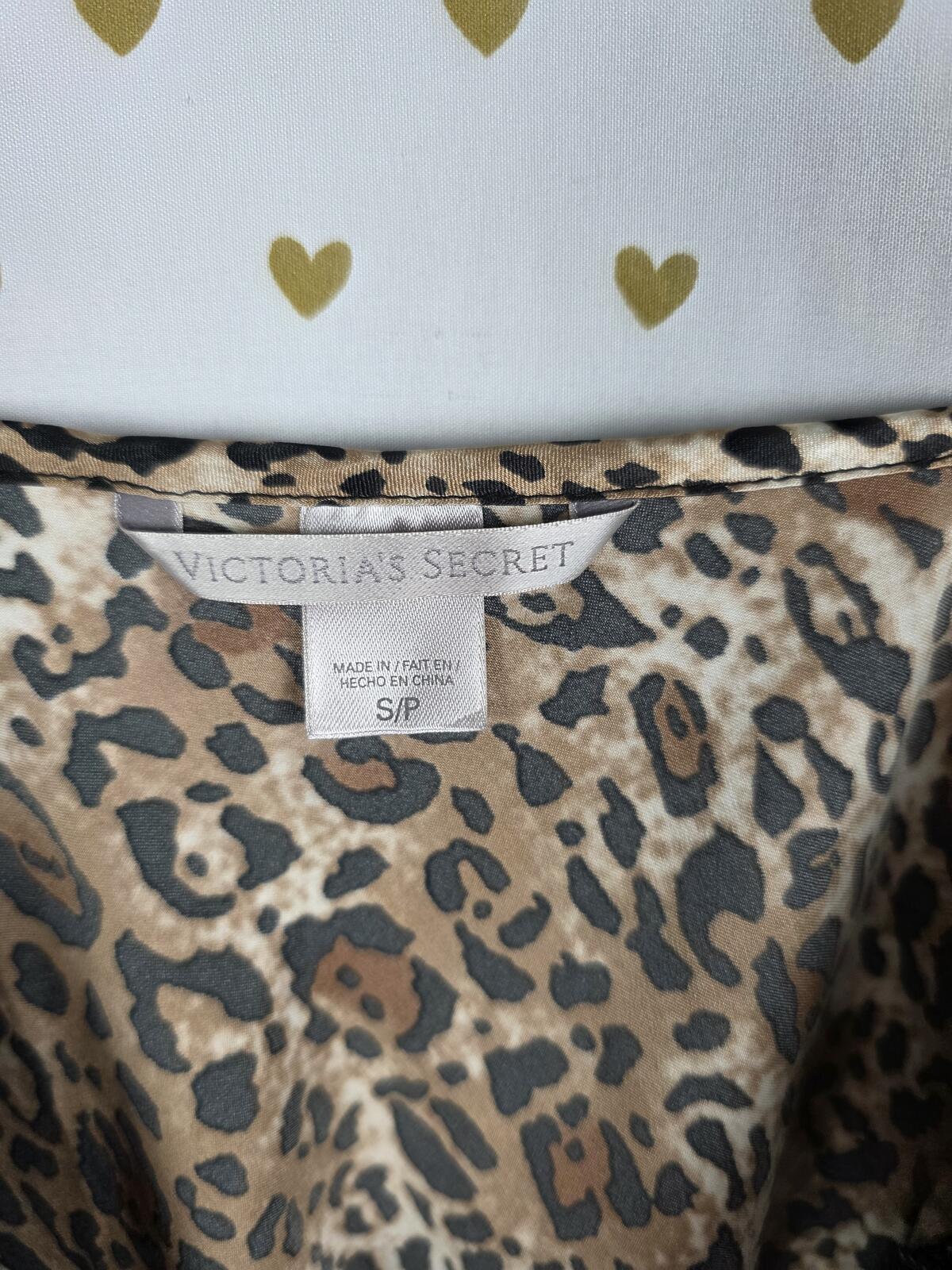 Victorias Secret Animal Print Cheetah Leopard Satin Slip Dress Nightie Lingerie