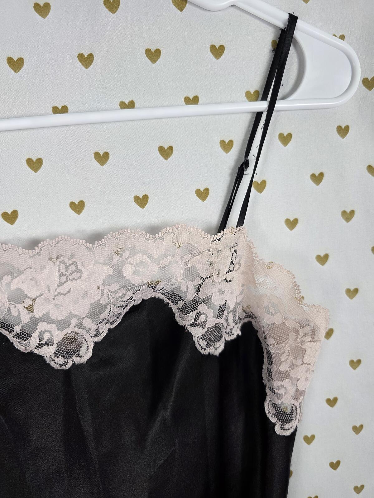 Victorias Secret Vintage ANGELS Xs Satin Slip Dress Lace accent Nightie Lingerie