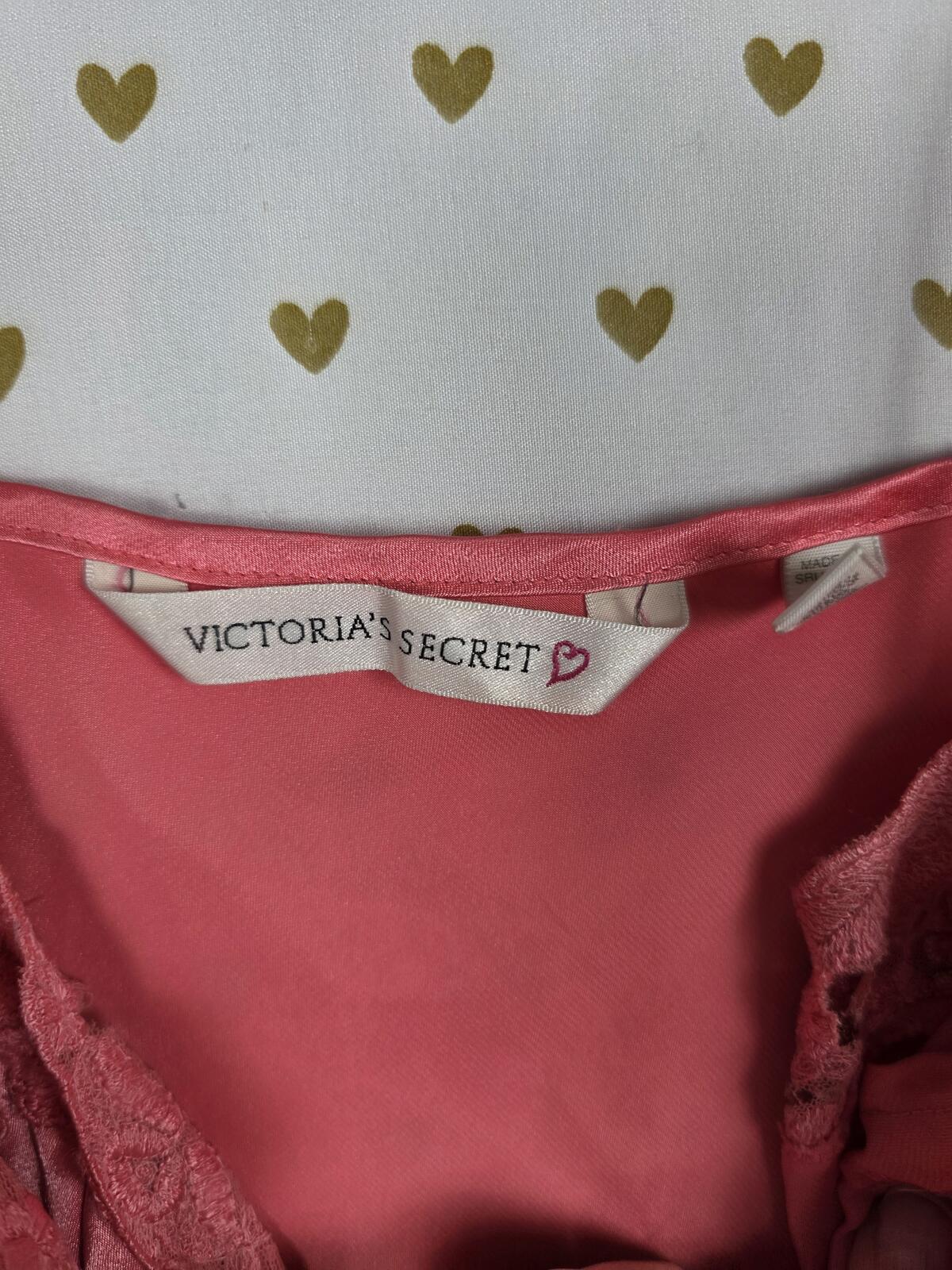 Victorias Secret VINTAGE Heart Label Nightie Satin Slip Dress MEDIUM Peach