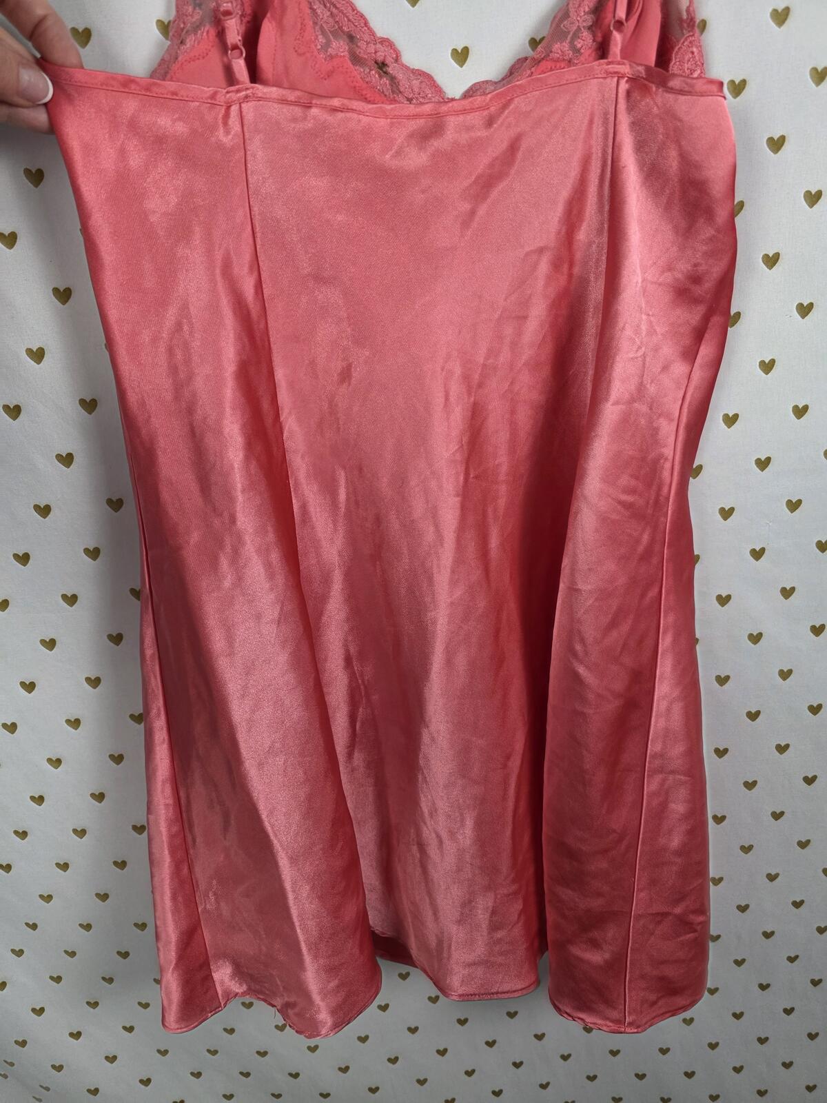 Victorias Secret VINTAGE Heart Label Nightie Satin Slip Dress MEDIUM Peach