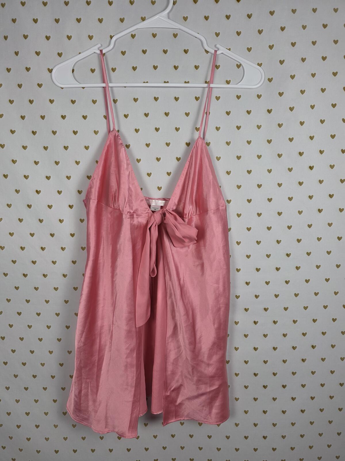 Victorias Secret Sexy Satin Tie Front babydoll Slip Dress Nightie MEDIUM