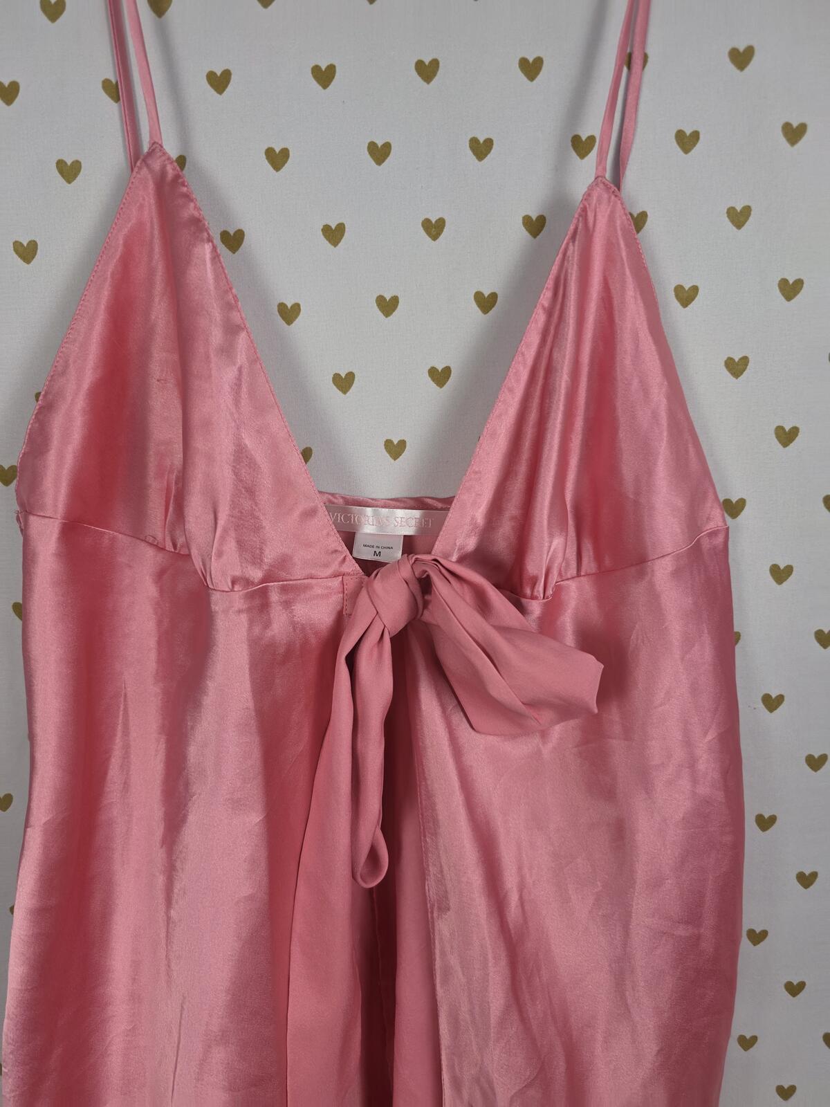 Victorias Secret Sexy Satin Tie Front babydoll Slip Dress Nightie MEDIUM