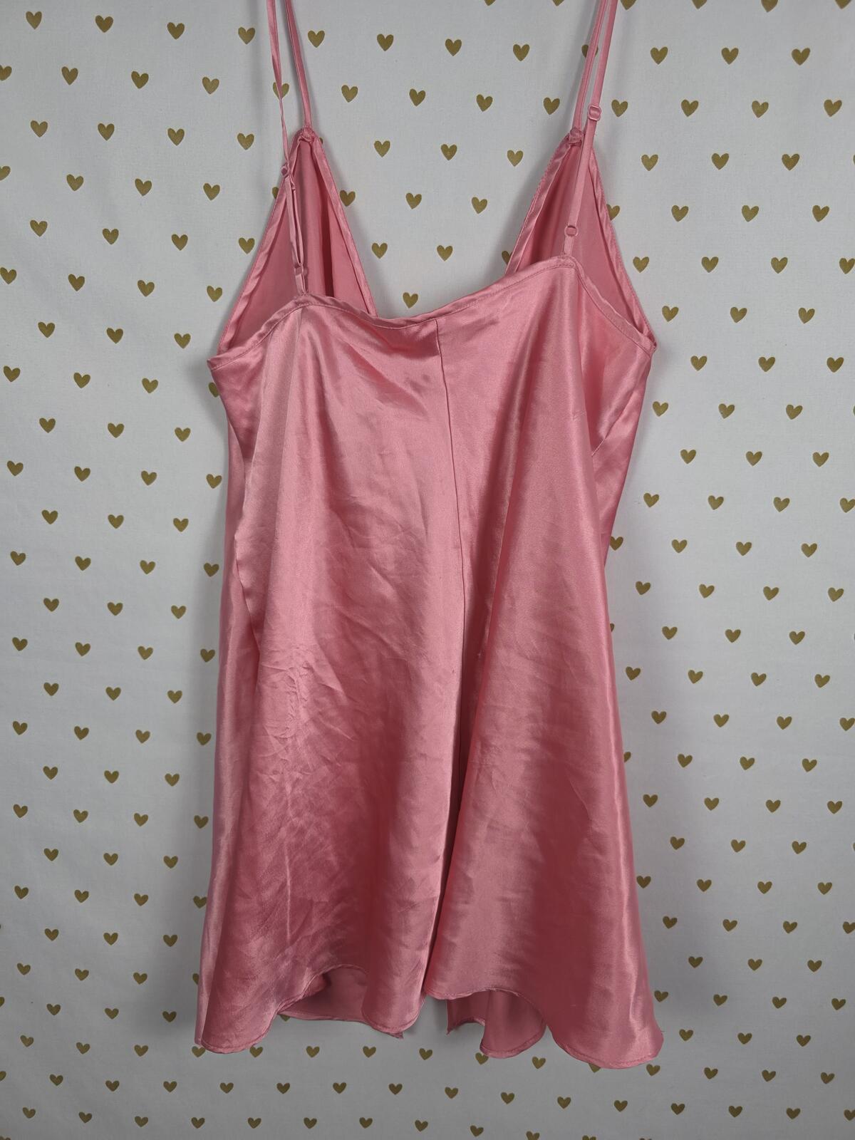 Victorias Secret Sexy Satin Tie Front babydoll Slip Dress Nightie MEDIUM