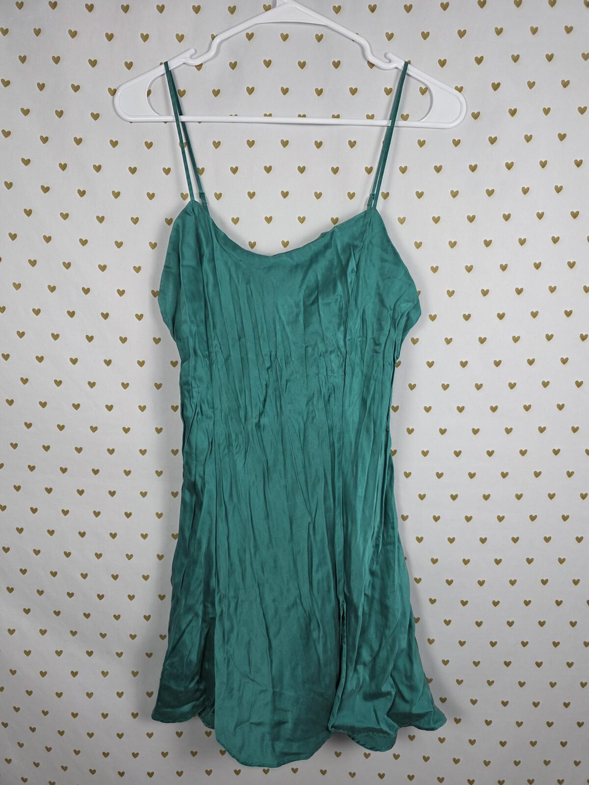 Victorias Secret Vintage Heart Label SILK Slip Dress Nightie Lingerie Green L
