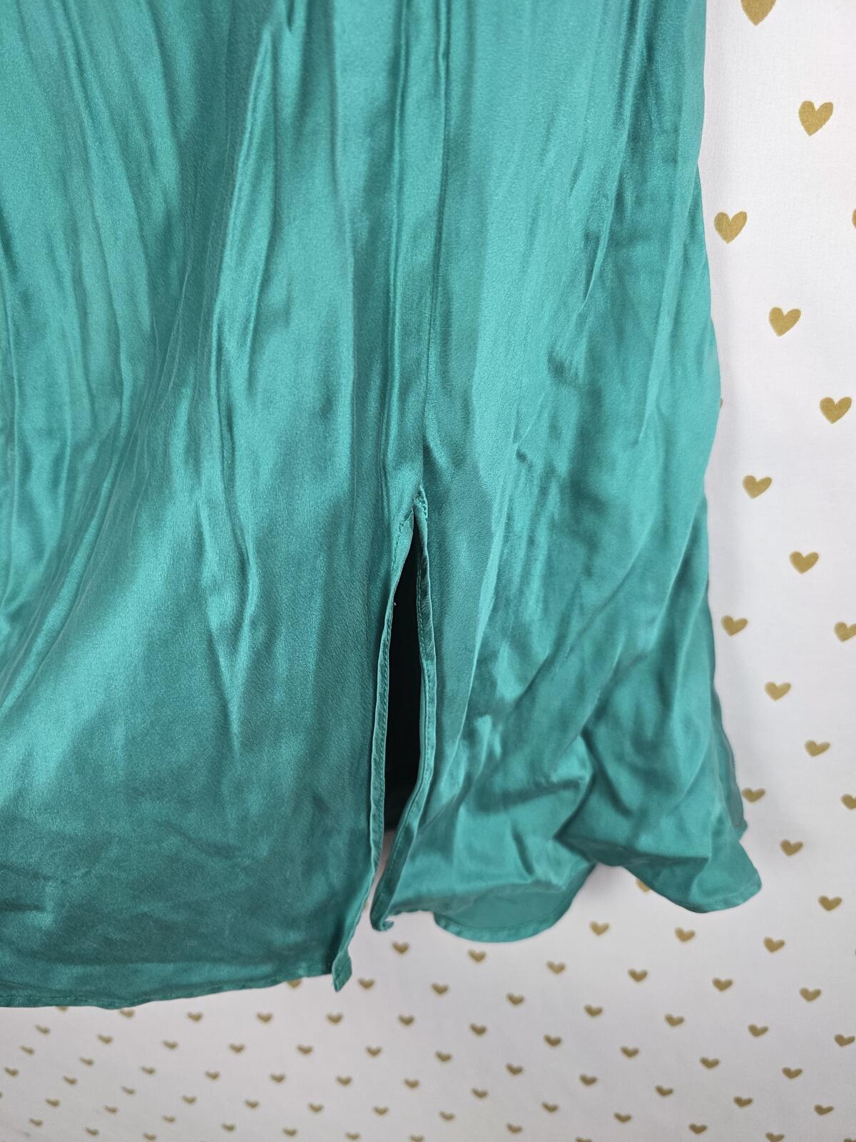 Victorias Secret Vintage Heart Label SILK Slip Dress Nightie Lingerie Green L