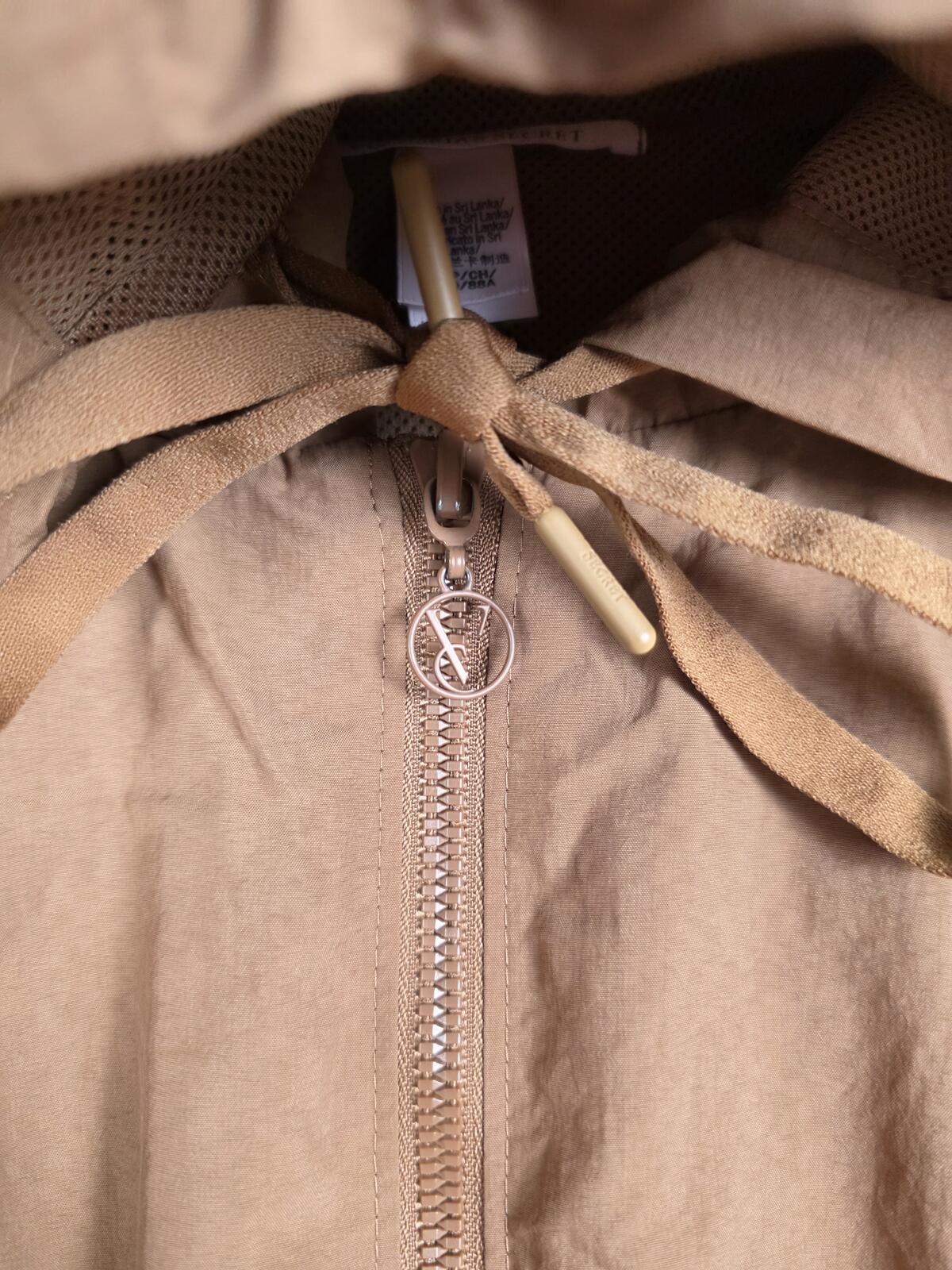 Victorias Secret Brown Active Vented Hoodie Jacket Full Zip Cropped Short SMALL