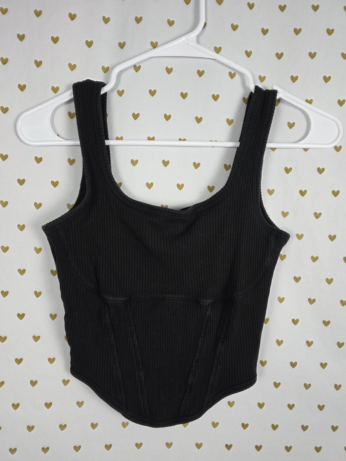 Victorias Secret PINK Black Ribbed Sexy Tank Top Small