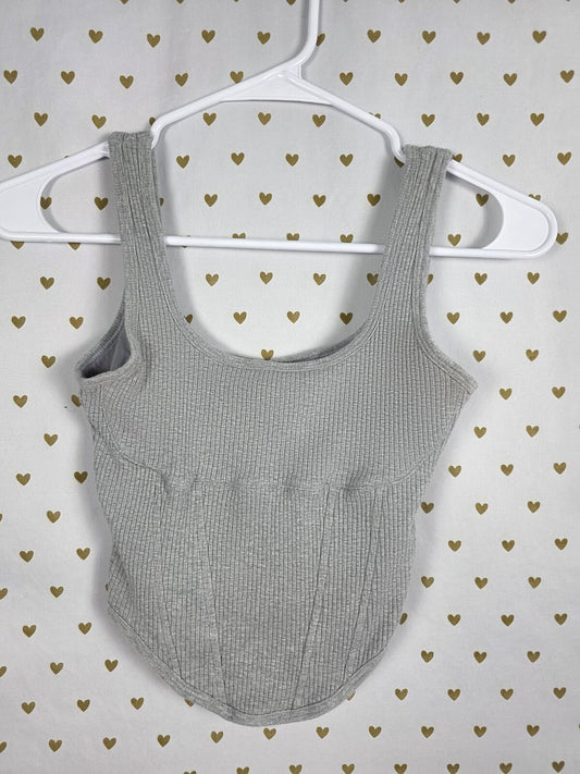 Victorias Secret PINK Ribbed textured Grey Tank Top Small