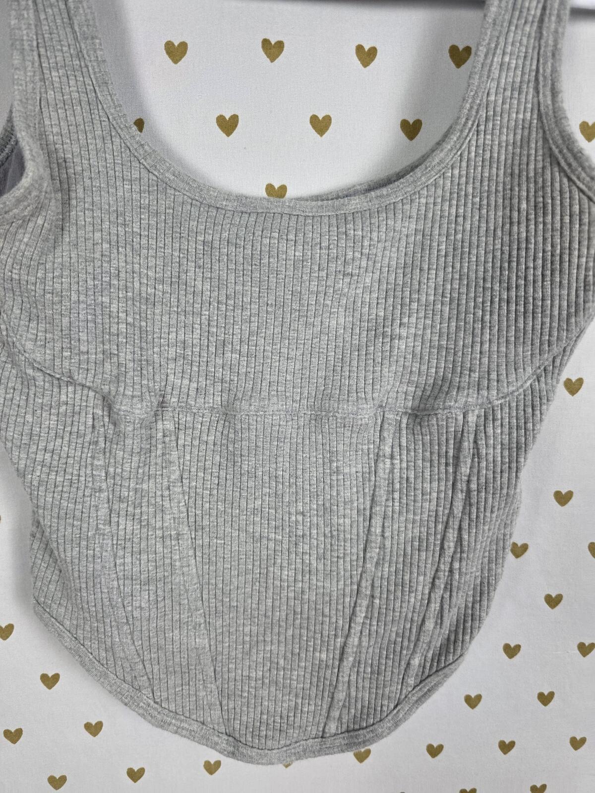 Victorias Secret PINK Ribbed textured Grey Tank Top Small