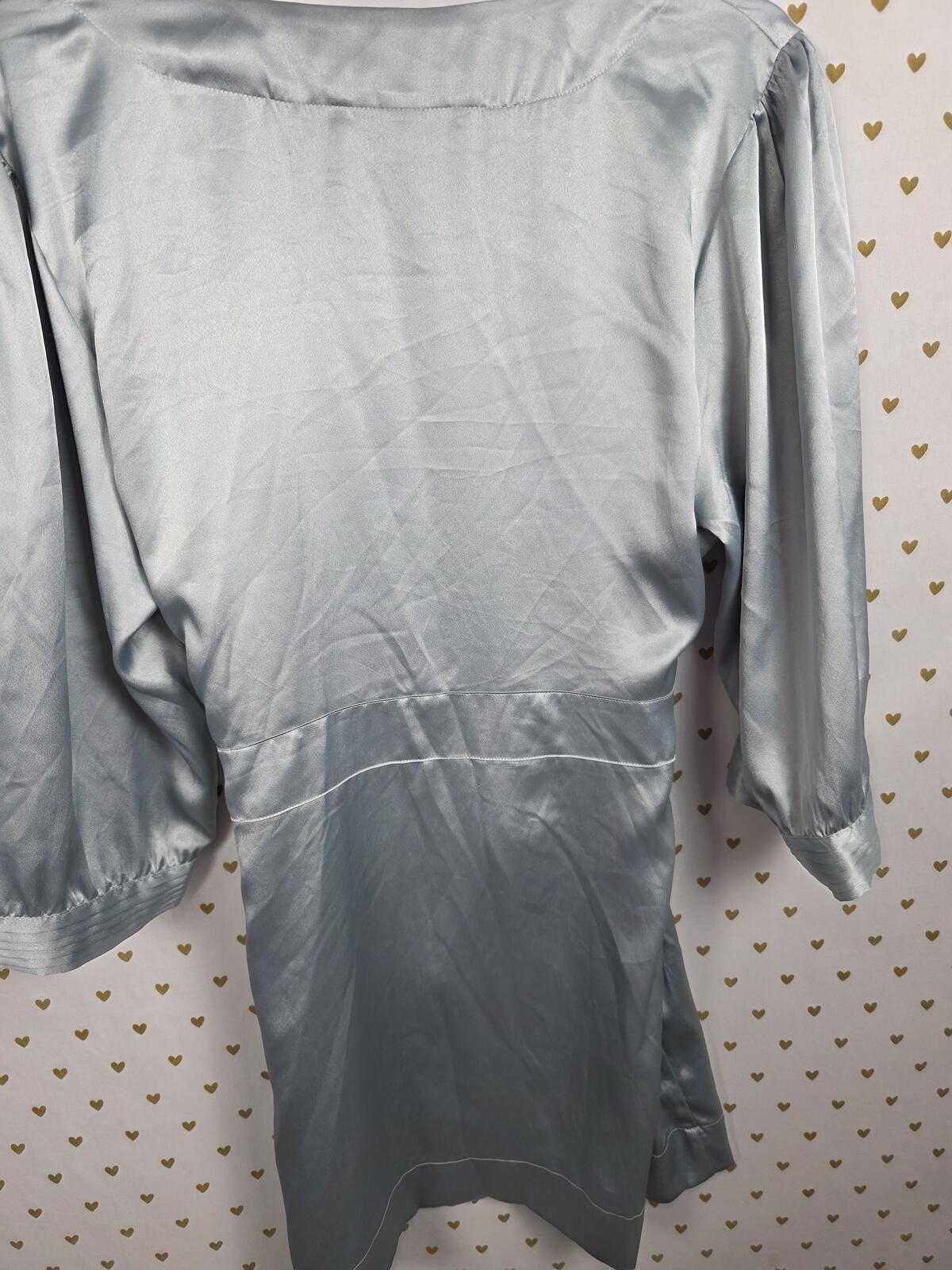Victorias Secret Satin Silky Robe NEW NWT Vintage LARGE Blue Grey Wrap