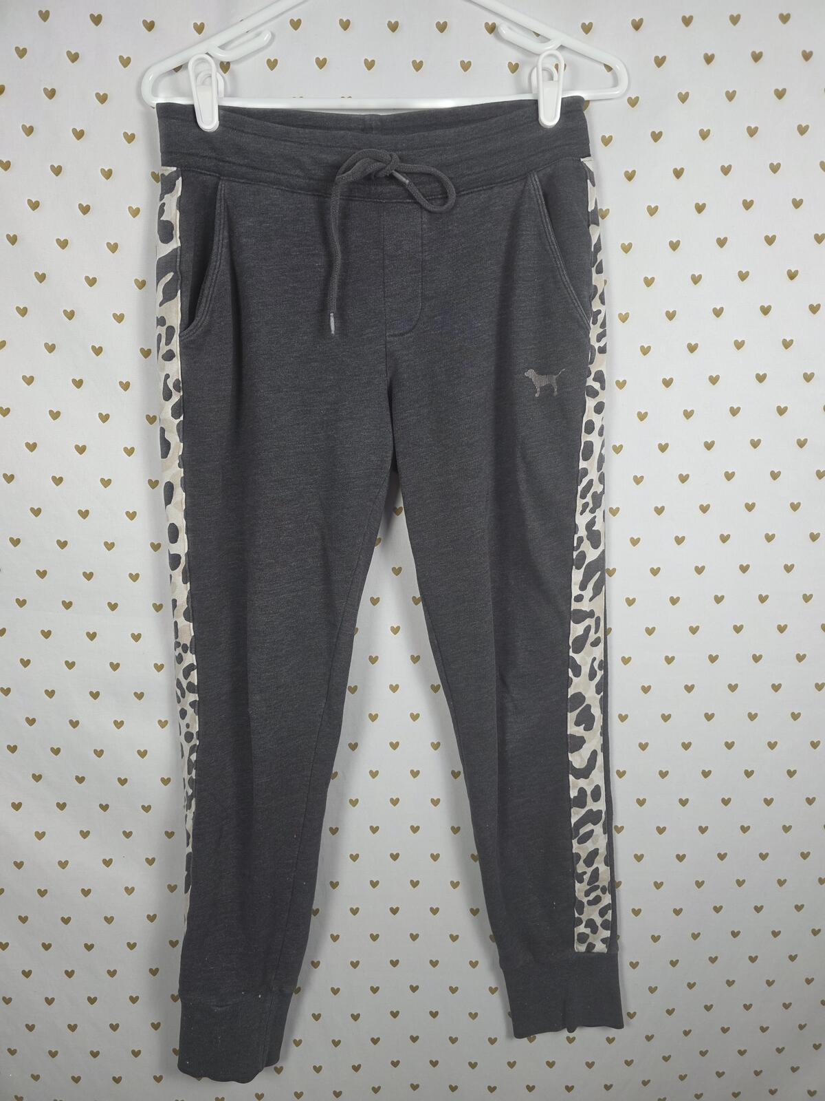 Victorias Secret PINK Leopard Cheetah Sweats Sweatpants Grey MEDIUM