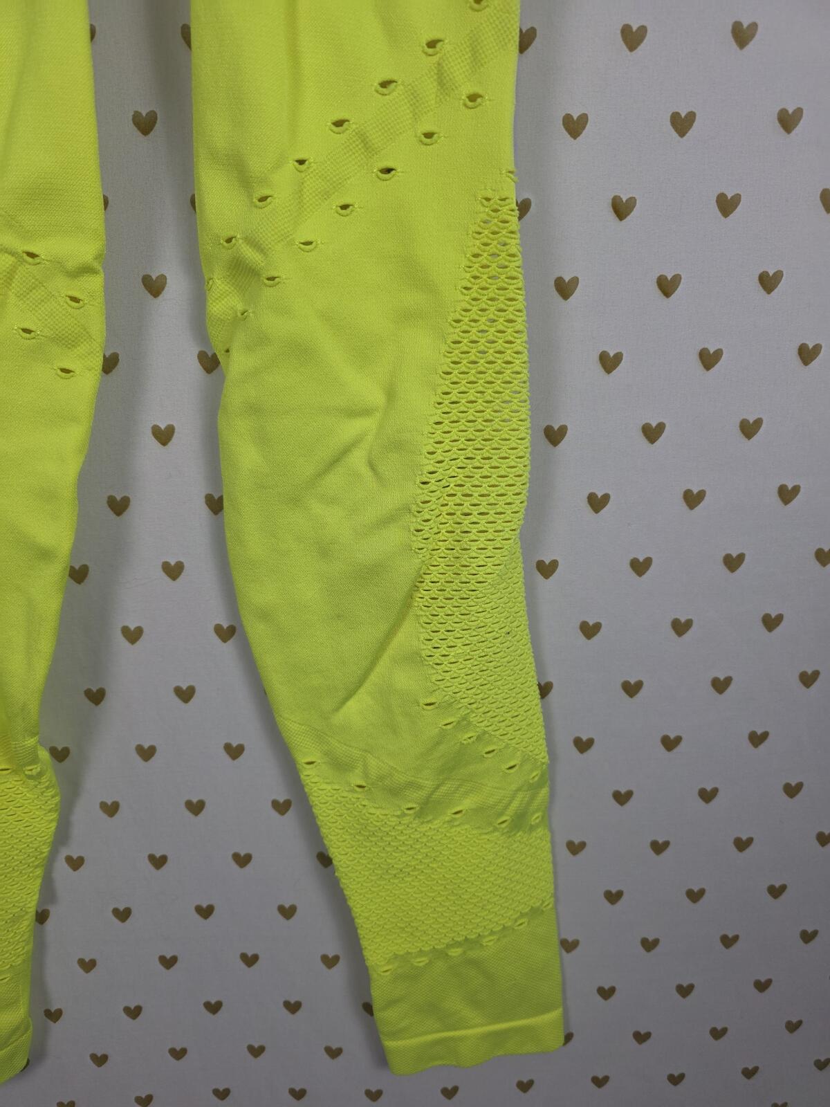 Victorias Secret SPORT Neon Active Leggings Pants Yellow Cutout SMALL