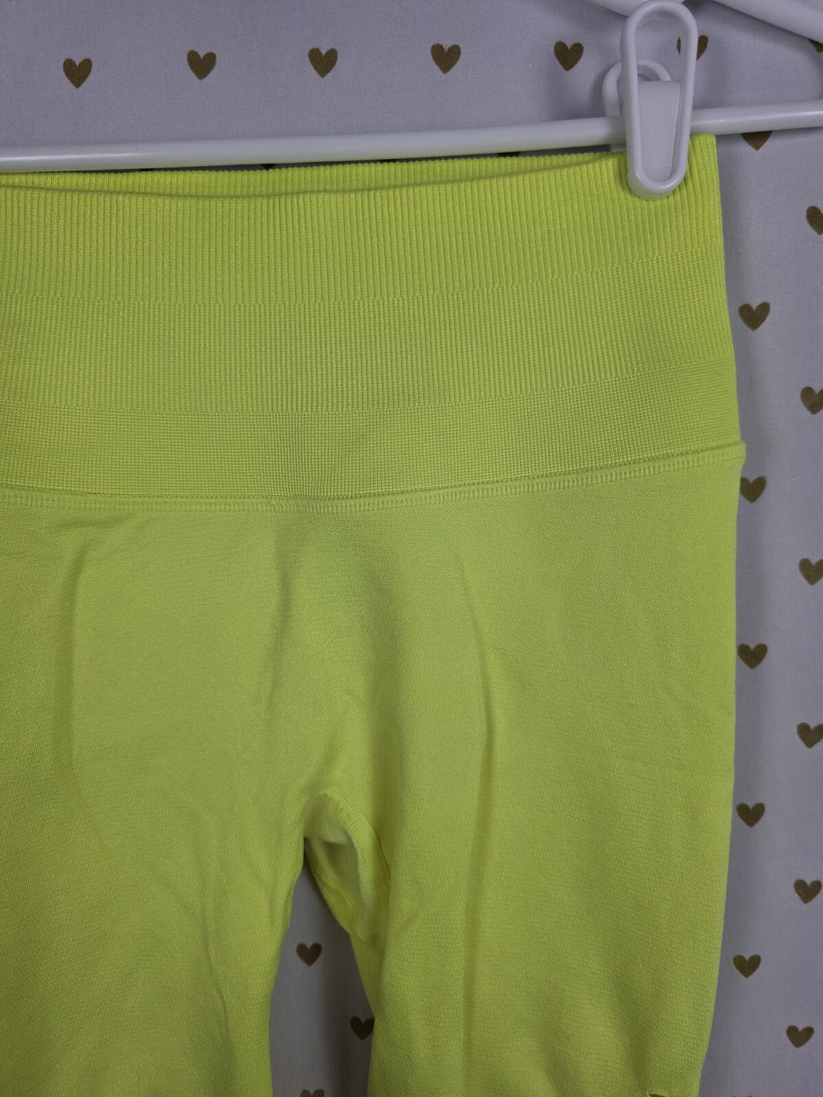 Victorias Secret SPORT Neon Active Leggings Pants Yellow Cutout SMALL