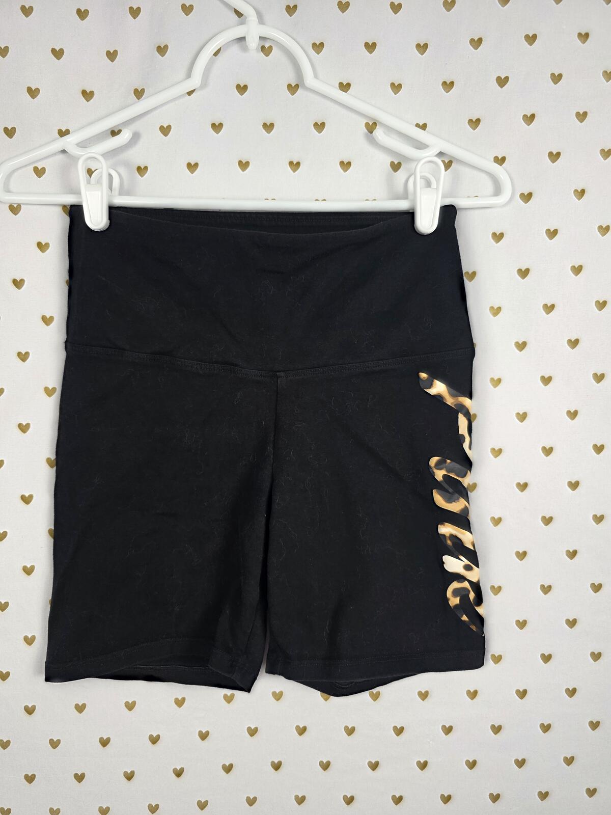 Victorias Secret PINK Bike Shorts Animal Print Leopard Cheetah Logo Yoga SMALL