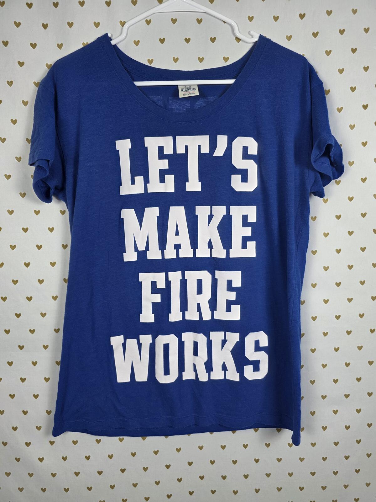 Victorias Secret PINK LETS MAKE FIREWORKS TEe Shirt Blue Love Oversized XS
