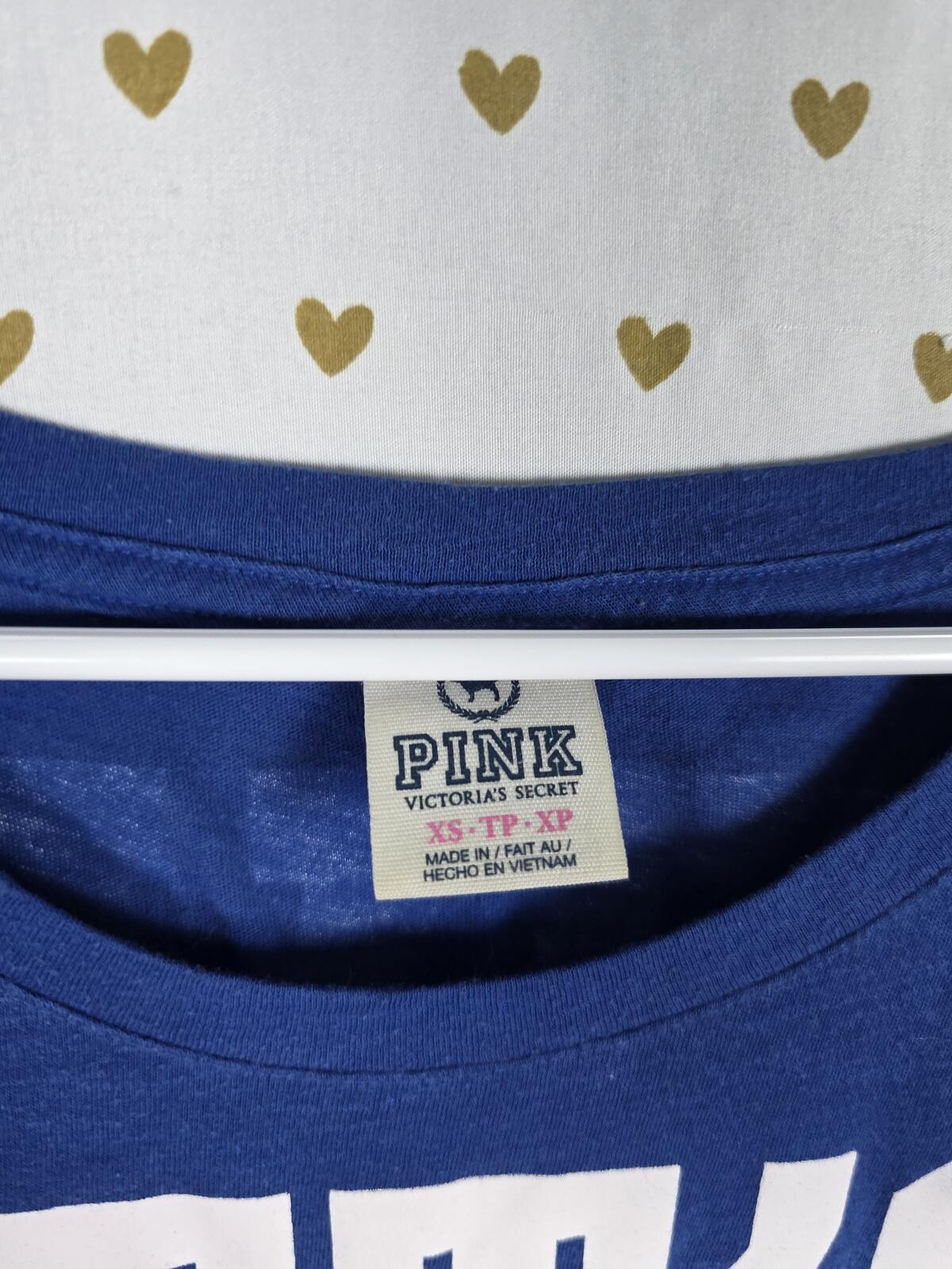 Victorias Secret PINK LETS MAKE FIREWORKS TEe Shirt Blue Love Oversized XS