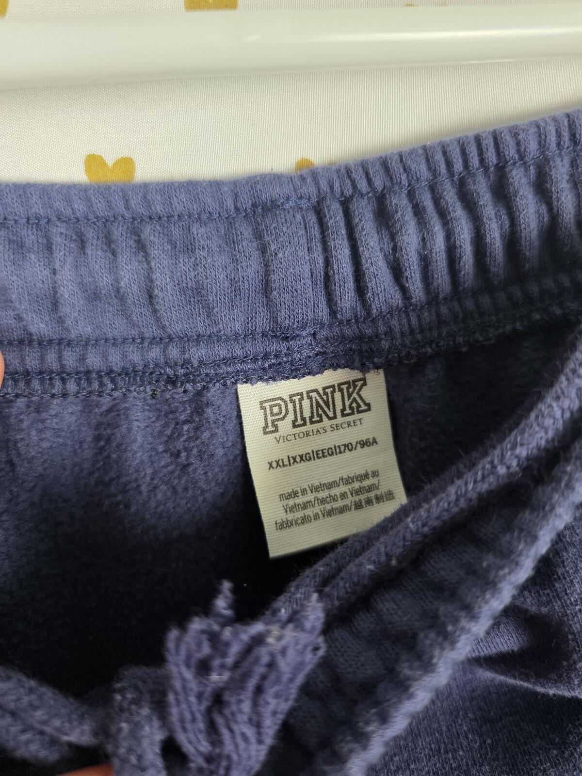 Victorias Secret PINK Blue Joggers Sweatpants 2XL XXL Logo Sweats