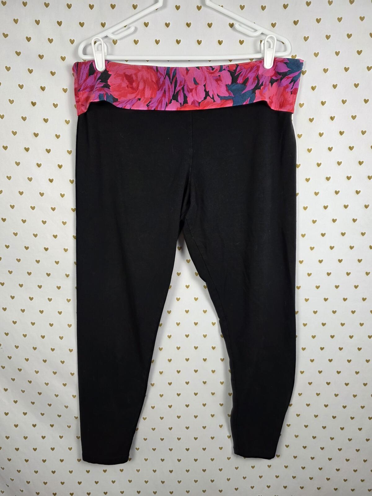 Victorias Secret Floral Foldover Yoga Pants XL Leggings