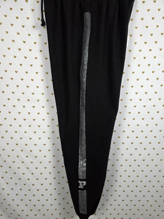 Victorias Secret PINK BLING Rhinestone studded Joggers sweats sweatpants MEDIUM
