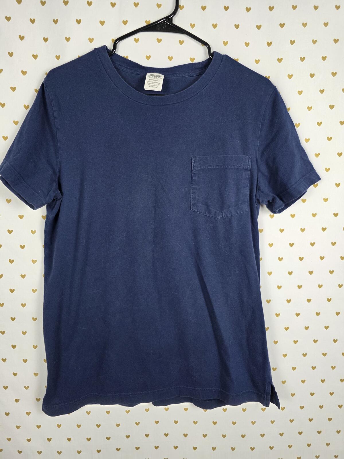 Victorias Secret PINK Blue BLING Sequined Logo Tee shirt SMALL Oversized