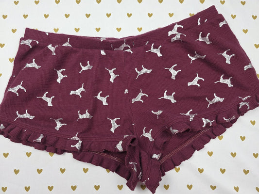 Victorias Secret PINK Ruffled Dog Logo MEDIUM Sleep Shorts Boxers Pajama Bottoms